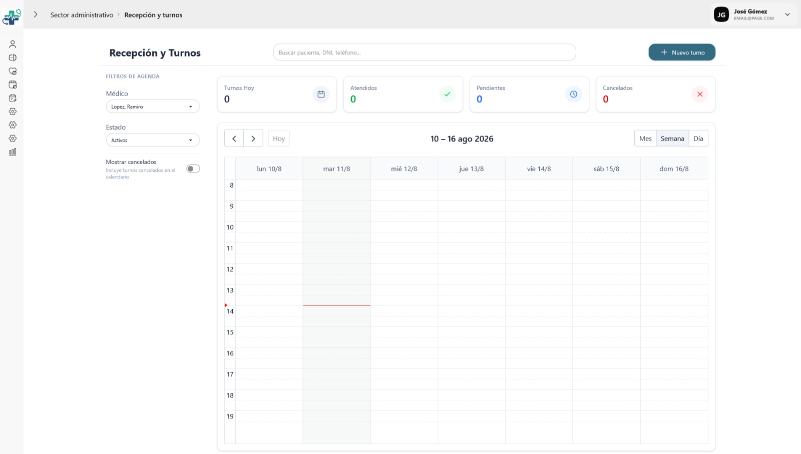 Medical portal dashboard